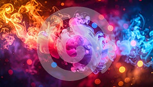 Abstract colorful smoke and lights photo