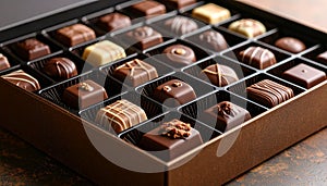 Close-up of open box of chocolates