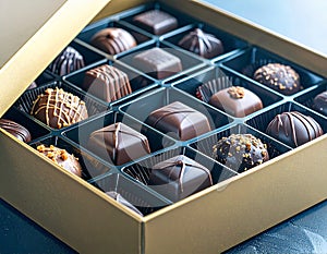 Close-up of open box of chocolates