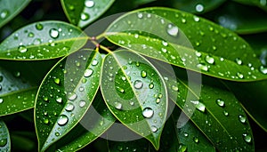 Water drops on leaves. Water drops on green leaves