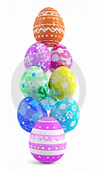 Pile of colorful Easter eggs isolated on white - 3d render