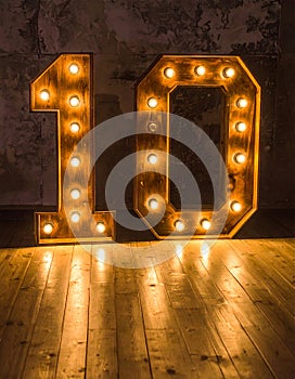 Lights in the shape of numbers. Lights in the shape of the number 0