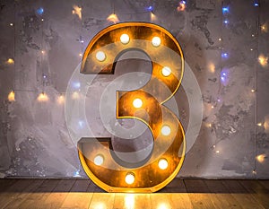 Lights in the shape of numbers. Lights in the shape of the number 3