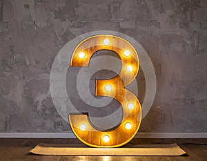Lights in the shape of numbers. Lights in the shape of the number 3