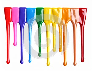 Colorful wax drippings border isolated on white