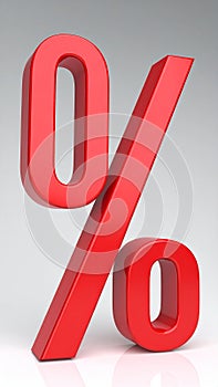 Red percent sign - 3D render