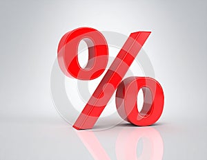 Red percent sign - 3D render