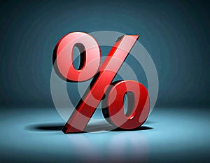 Red percent sign - 3D render