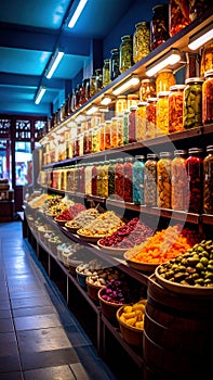 Traditional Turkish pickles of various fruits and vegetables.