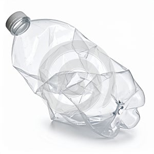 One crumpled plastic bottle isolated on white
