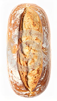 One freshly baked bread isolated on white.