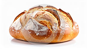 One freshly baked bread isolated on white.
