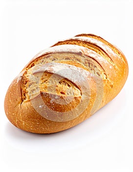 One freshly baked bread isolated on white.