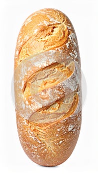 One freshly baked bread isolated on white.