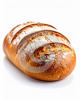 One freshly baked bread isolated on white.