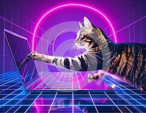 Illustration of a humanized tabby cat.