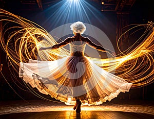 Generated image of an elderly dancer on stage