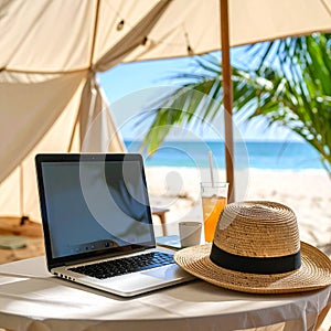 Beach Office: Laptop and Relaxation