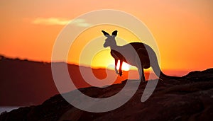 Kangaroo Silhouette at Sunset