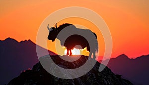 Yak Silhouette at Sunset