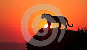 Leopard Silhouette at Sunset
