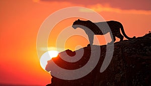Leopard Silhouette at Sunset