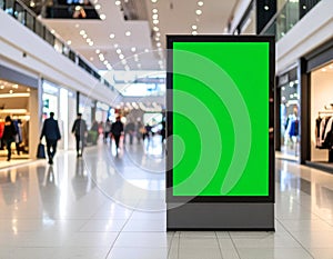 Digital Billboard Green Screen Mockup in Shopping Mall