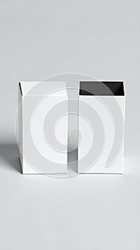 Two White Cardboard Boxes on Light Background