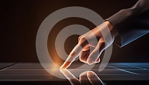 finger touches a virtual screen