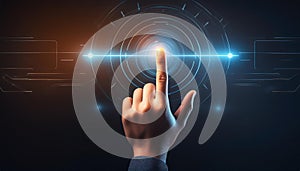 finger touches a virtual screen