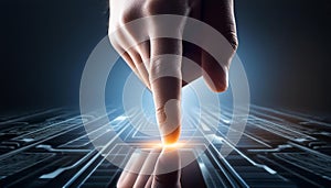 finger touches a virtual screen