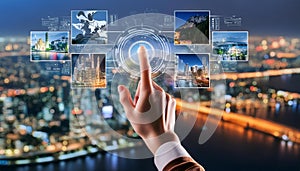 finger touches a virtual screen