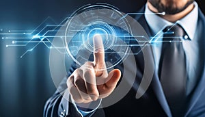 finger touches a virtual screen