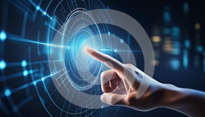 finger touches a virtual screen