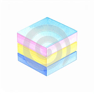 Watercolor Stack of Colorful Paper