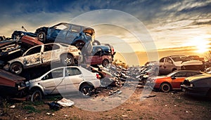 a pile of damaged and wrecked cars
