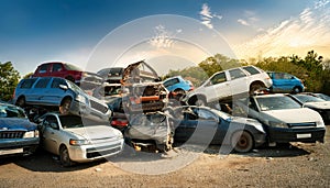 a pile of damaged and wrecked cars