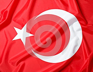 Flag of Turkey as background, top view