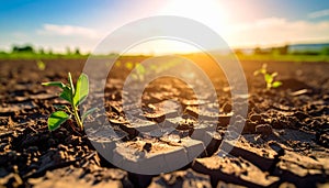 View of cracked ground surface on sunny day