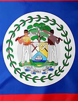 Flag of Belize as background, top view