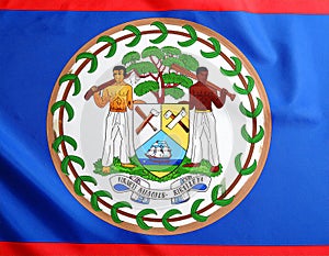 Flag of Belize as background, top view