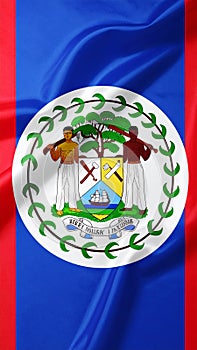 Flag of Belize as background, top view