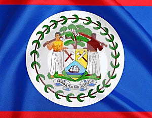 Flag of Belize as background, top view
