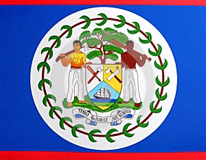 Flag of Belize as background, top view
