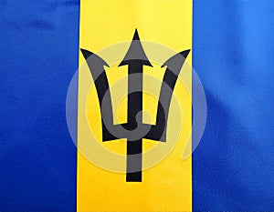 Flag of Barbados as background, top view
