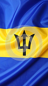 Flag of Barbados as background, top view