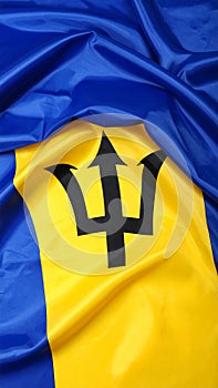Flag of Barbados as background, top view