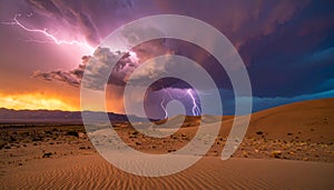 Dramatic Desert Storm with Lightning