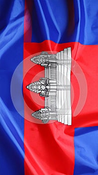 Flag of Cambodia as background, top view
