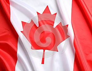 Flag of Canada as background, top view